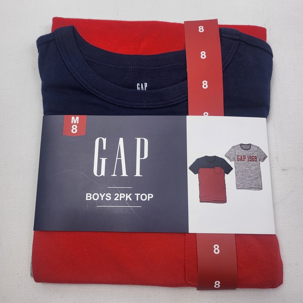 GAP Boy's‎ 2 Pack Short Sleeve Soft Comfort Tagless Logo Tee size 8